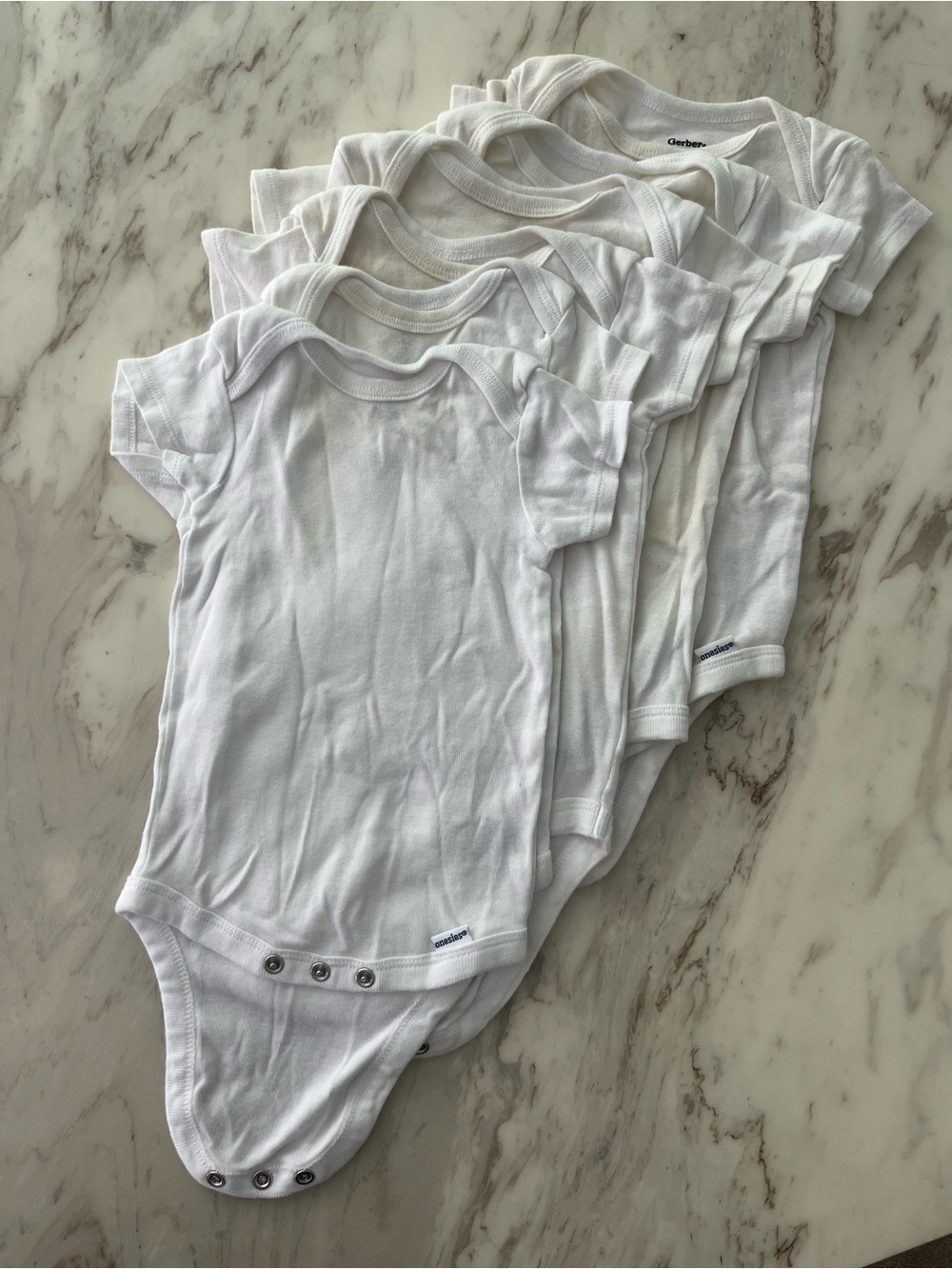 Gerber White Short-Sleeve Baby Bodysuit Pack